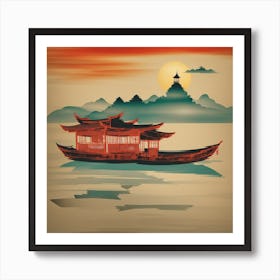 Chinese House On The Water Art Print