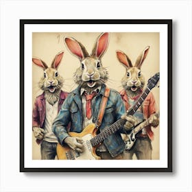 Rabbits Rock Art Print