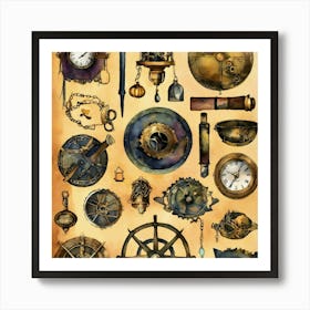 Steampunk Clocks Art Print