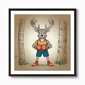 Deer With Boxing Gloves 1 Art Print