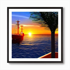Sunset On The Sea 1 Art Print
