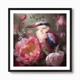 Kingfisher In Bloom Art Print
