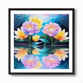 Bo Ho Style Pastel colored flowers Art Print