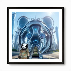 Panda Bear In Futuristic City Art Print