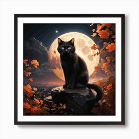Fantasy Black Cat Art Print