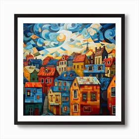 Colorful Houses In The Sky Art Print