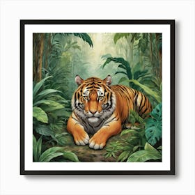 Tiger In The Jungle Art Print 3 1 Art Print