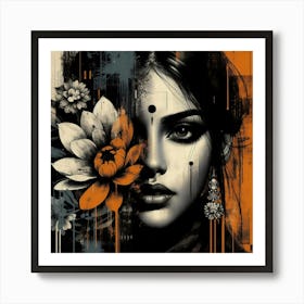 Indian woman Wabi-Sabi Art v3 Art Print