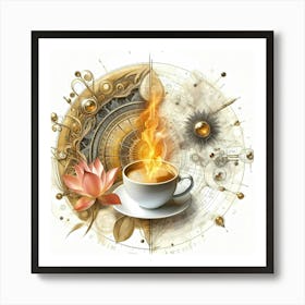 Hot Coffee Cup In Forms Creative Light Color Metamorphosis Illustration Art Print