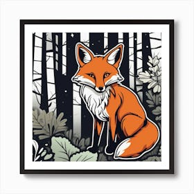 Fox In The Woods 33 Art Print