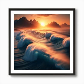 Sunrise Over The Ocean Art Print