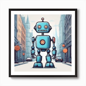 Robot On The Street 42 Art Print