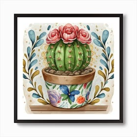 Mexican Cactus In A Pot Art Print