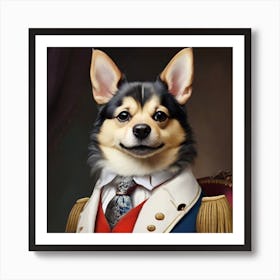 Corgi In Uniform Art Print