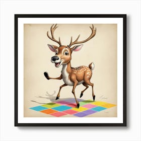 Deer On A Puzzle Art Print