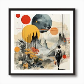 Woman Walking In Space Affiche