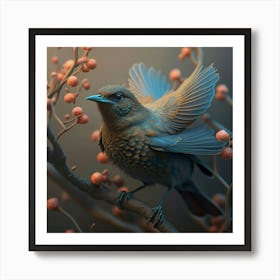 Bird Perched On A Branch Art Print