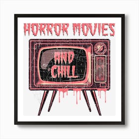 Horror Movies And Chill Retro Boho Halloween Spooky Vibes Art Print