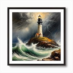 Stormy Lighthouse Art Print