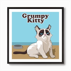 Grumpy Kitty Cat Mieze Pet Animal Portrait Art Print