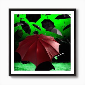 Umbrellas In The Wind Art Print