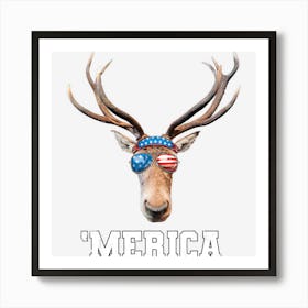 Hot Trend Deer 4th Of July American Flag Boys Men Merica Art Print