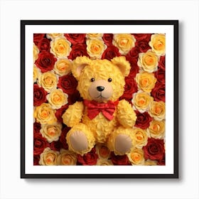 Teddy Bear With Roses 8 Art Print