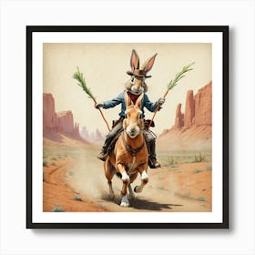 Rabbit On Horseback 5 Art Print