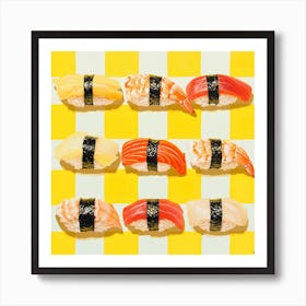 Nigiri Sushi Yellow Checkerboard 1 Art Print