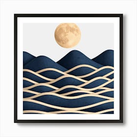 Moon And Waves 70 Art Print