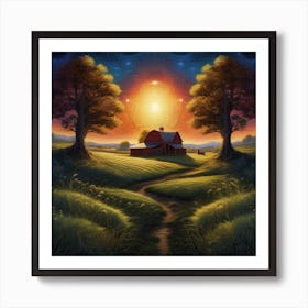 Sunset On The Farm 1 Art Print