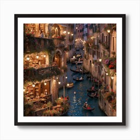 Venice At Night Art Print