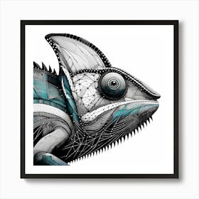 Chameleon - Abstract Line Art Illustration 192 Art Print