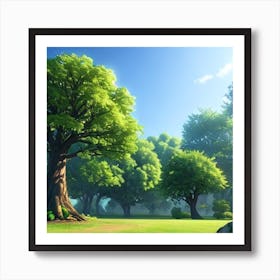 Green Trees In The Forest Art Print