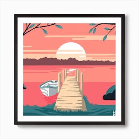 Loch Pier Square Art Print