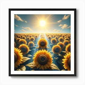 Sunflower Field Affiche