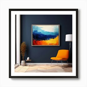 Mock Up Canvas Framed Art Gallery Wall Mounted Textured Print Abstract Landscape Portrait (1) Art Print
