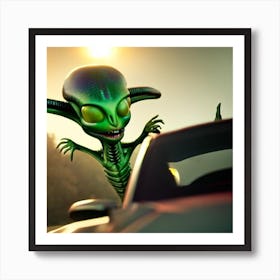 Alien In A Car Art Print