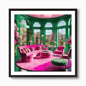 Pink Living Room Art Print