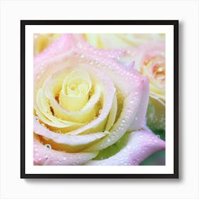 Beautiful pale pink, light yellow chameleon roses 2 Art Print