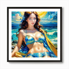 Beautiful Woman In A Bikinicgh Art Print