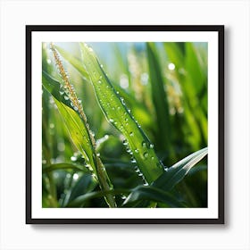 Corn Field With Water Droplets Art Print