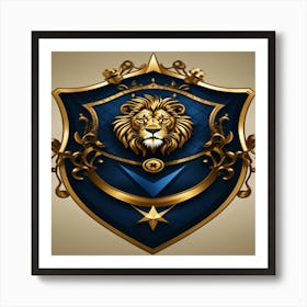 Lion On A Shield Art Print