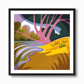 Riverbank Tree Art Print