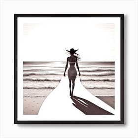 Woman Walking On The Beach 54 Art Print