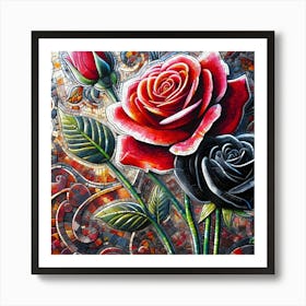 Mosaic Roses Art Print