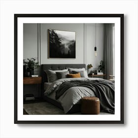 Grey Bedroom 6 Art Print