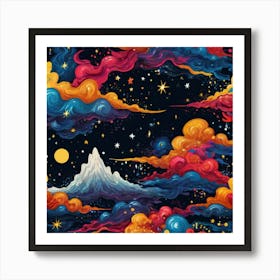 Clouds And Mountains Art Print