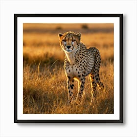 An Elegant Cheetah Gracefully Stalking Art Print