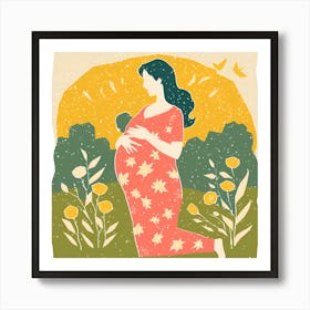 Pregnant Woman In The Field 1 Art Print